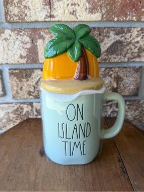 Rae Dunn Mug On Island Time NWOT Original Wrapping Artisan Palm & Sun Beautiful!
